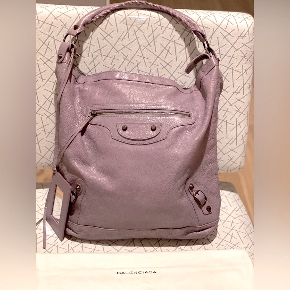 Balenciaga Classic Moto Hobo Bag Style “Day” in Mauve Violet
